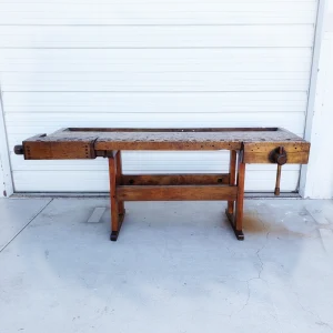 An20OldFashioned20Wooden20Workstation20with20a20Strong20Vice - ANTIQUITIESWAREHOUSES