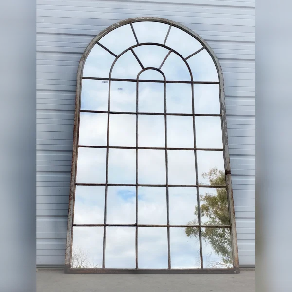 Beautiful2034Pane20Arched20Iron20Mirror2020Classic20Accentpiece - ANTIQUITIESWAREHOUSES
