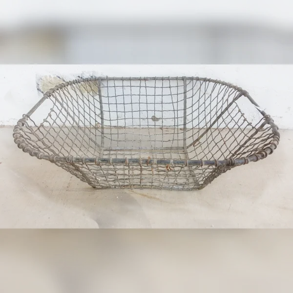 Beautiful20Handwoven20Rustic20French20Wire20Harvest20Basket - ANTIQUITIESWAREHOUSES