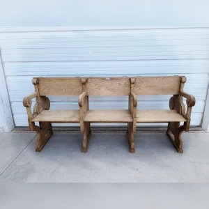 Bleached20ThreeSeater20Church20Pew20Bench20Vintage - ANTIQUITIESWAREHOUSES