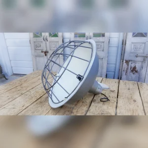 Ceiling20Light20with20a20Gunmetal20Industrial20Cage - ANTIQUITIESWAREHOUSES
