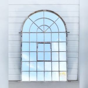 Charming20HandPainted20Antique2042Pane20Iron20Arch20Mirror - ANTIQUITIESWAREHOUSES