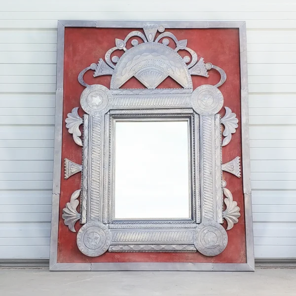Decorative20Antique20Red20Mexican20Tin20Mirror20Expertly20Crafted20by20Hand - ANTIQUITIESWAREHOUSES