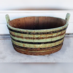 Decorative20Metal20Rings20on20a20Vintage20French20Green20Wooden20Bucket - ANTIQUITIESWAREHOUSES