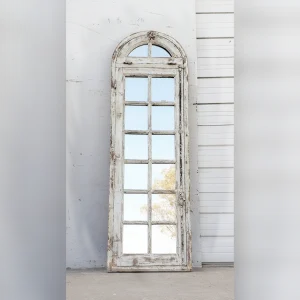 Distressed20Charm2020A20Vintage2014Pane20Arched20Mirror20with20a20Transom - ANTIQUITIESWAREHOUSES
