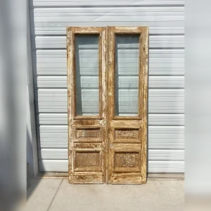 Door20Pair20in20Antique20Washed20Wood20with20One20Light - ANTIQUITIESWAREHOUSES