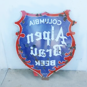 Historic20Beer20Brewery20Dcor20with20a20Vintage20Alpen20Brau20Porcelain20Sign - ANTIQUITIESWAREHOUSES