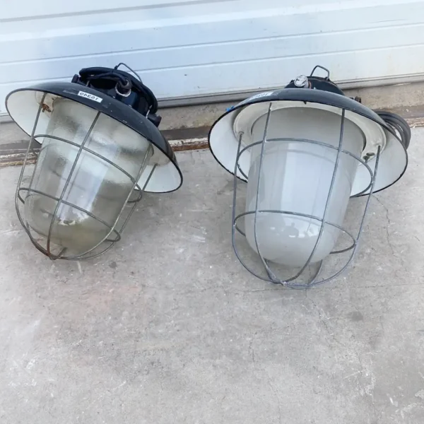 Industrial20Pendant20Light20from20the20Vintage20Era2020Metal20Shade20with20Glass20Globe - ANTIQUITIESWAREHOUSES