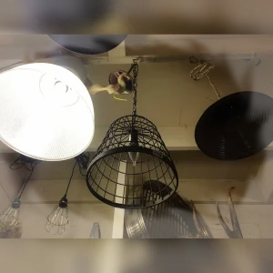 Industrial20Pendant20Light20with20Black20Metal20Cage - ANTIQUITIESWAREHOUSES