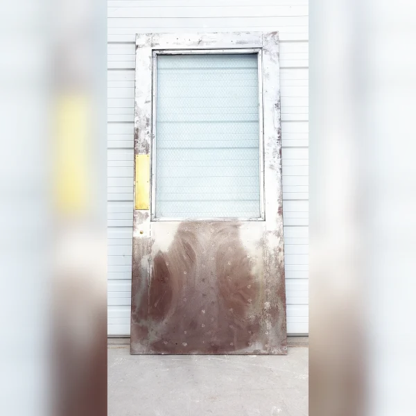 Massive20Metal20Door20with20a20Glass20Panel20Made20of20Chicken20Wire20for20a20Rustic20Look Massive20Metal20Door20with20a20Glass20Panel20Made20of20Chicken20Wire20for20a20Rustic20Look - ANTIQUITIESWAREHOUSES
