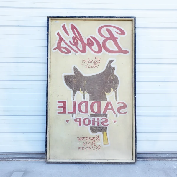 Metal20Sign20for20Bobs20Saddle20Shop20Roughly20DoubleSided - ANTIQUITIESWAREHOUSES