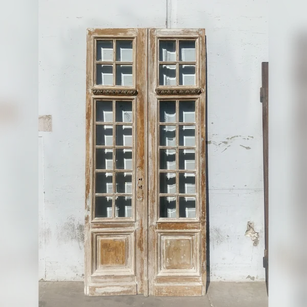 Pair20of2042Lite20Antique20Washed20Wood20French20Doors - ANTIQUITIESWAREHOUSES