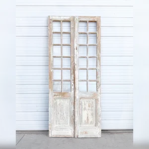 Pair20of20Antique20French20Doors20with202420Lights20and20Distressed20Wood - ANTIQUITIESWAREHOUSES