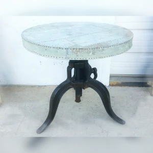 Rustic20and20Riveted20Side20Table20with20Zinc20Crank20Adjustment - ANTIQUITIESWAREHOUSES
