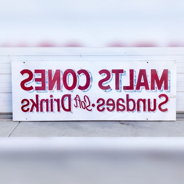 Sign20from20a20bygone20malt20shop20advertising20soda20cones20and20sundaes - ANTIQUITIESWAREHOUSES