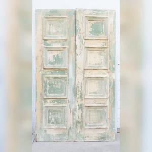 The20doors20are20a20pair20of20antique20painted20wood20fourpanel20doors - ANTIQUITIESWAREHOUSES