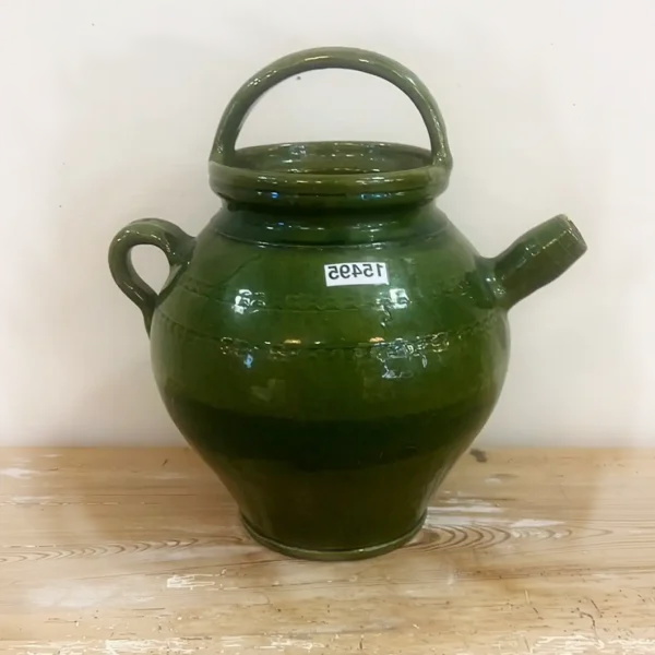 Vintage20French20Green20Pitcher2020Artisanal20Cruche20Enamelware - ANTIQUITIESWAREHOUSES